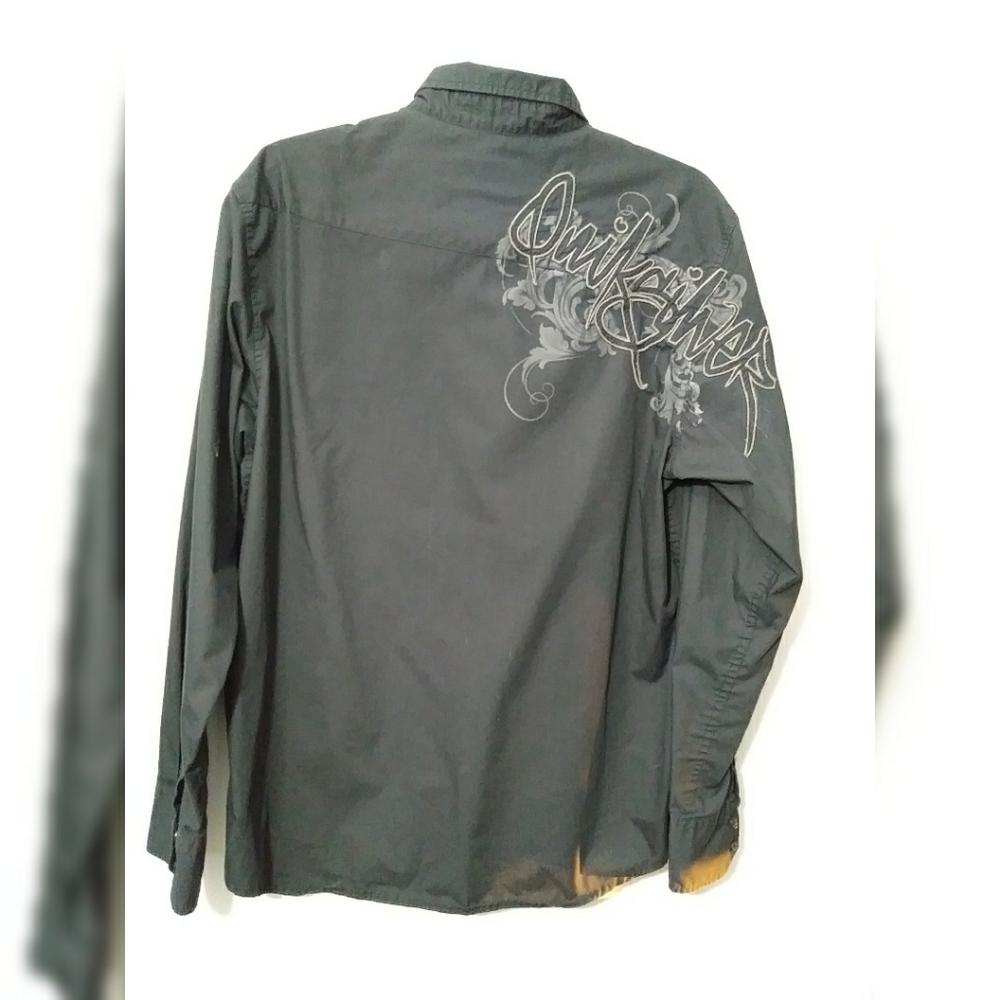 Quicksilver Embroidered Button Down Long Sleeve -M - image 2